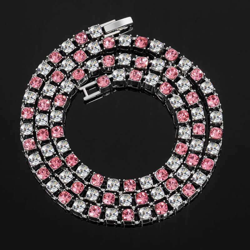 18" Pink Diamond Tennis Necklace
